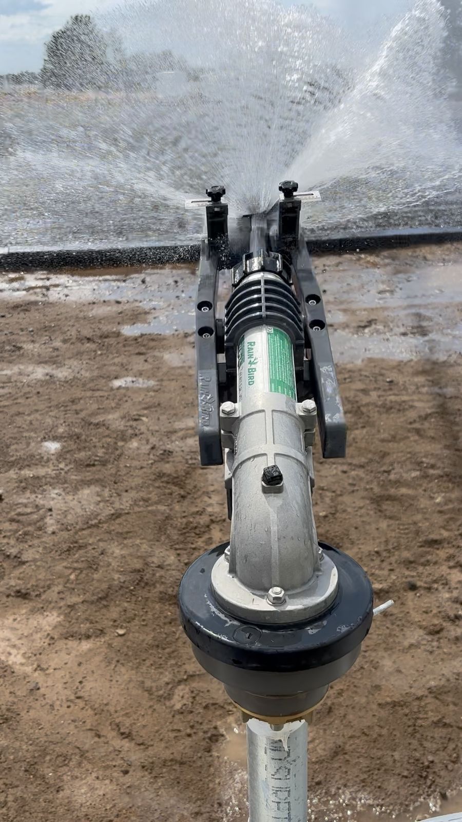 Irrigation system watering a landscape
